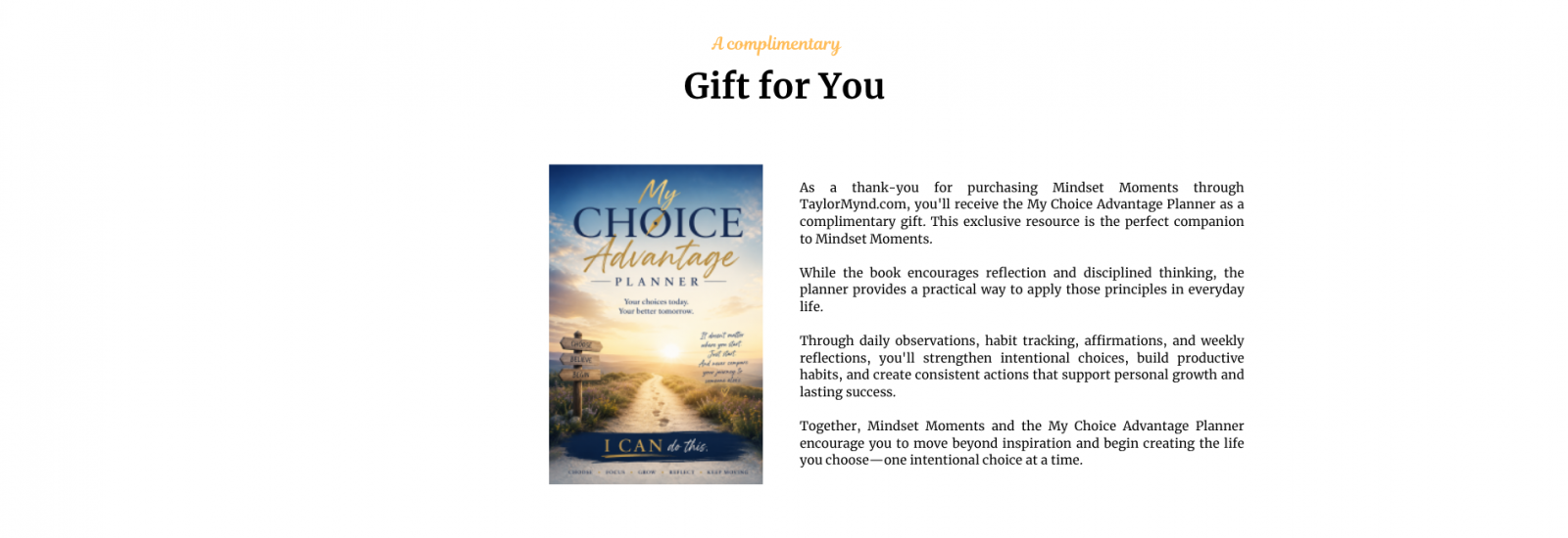 a compliimentary gift for website